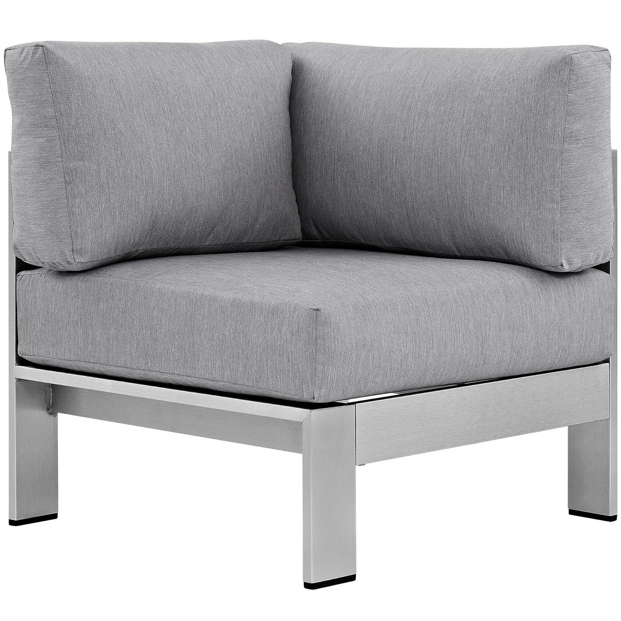 Left. Modway - Shore Outdoor Patio Aluminum Corner Sofa by Modway - Silver Gray.