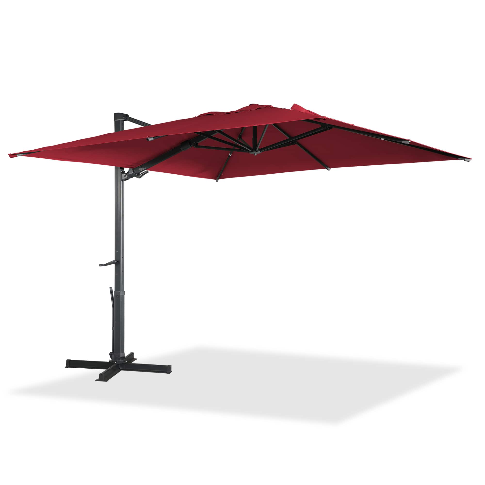 Mondawe - 10x10ft Patio Cantilever Umbrella Square Windproof Offset and Heavy Duty Sun Umbrella - Red