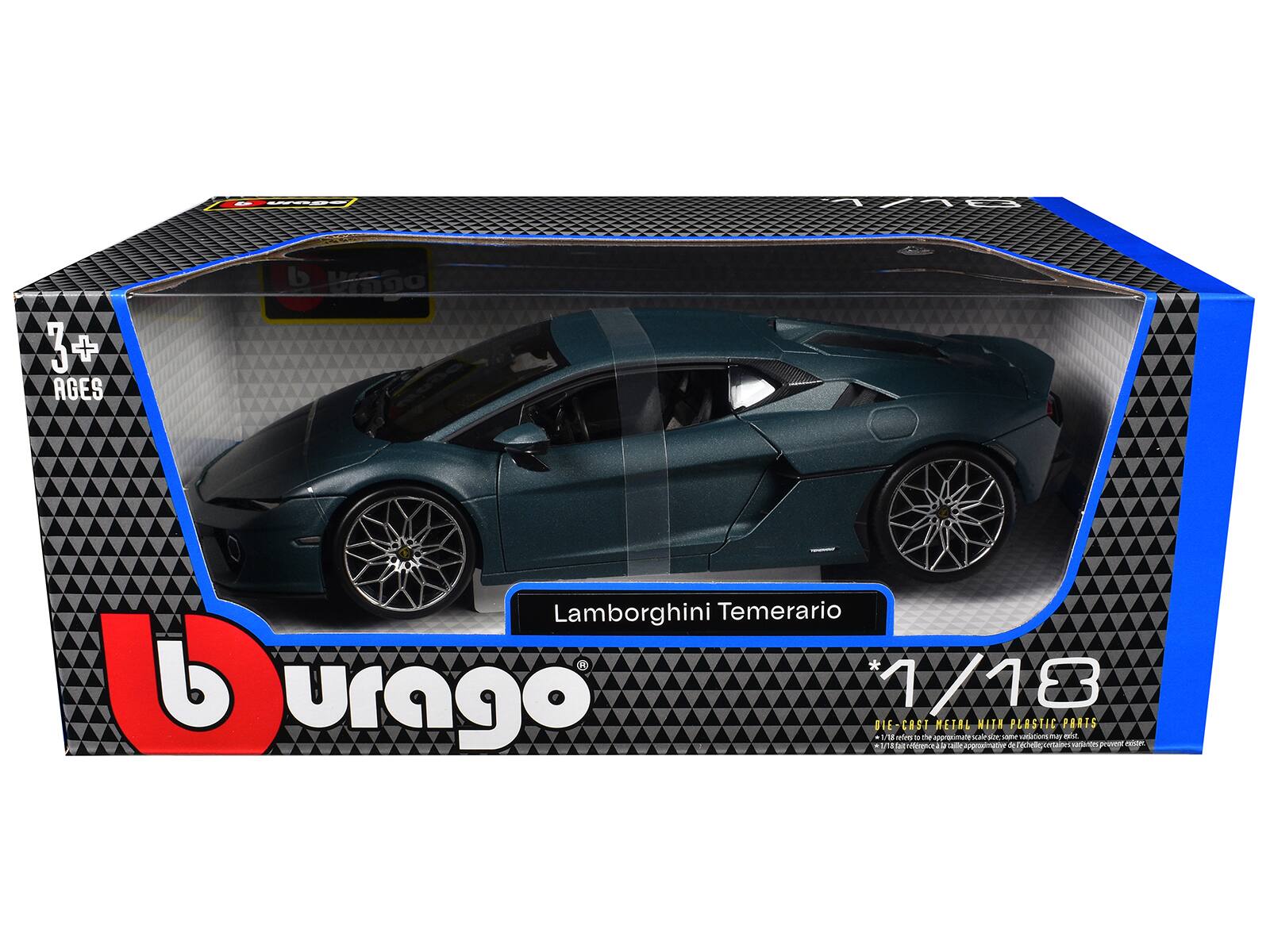 - 3+ AGES
- Lamborghini Temerario
- 1/18
- DIE-CAST METAL WITH PLASTIC PARTS
- *1/18 scale refers to the approximate scale; some variations may exist.
- b urago