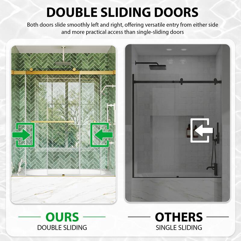 DOUBLE SLIDING DOORS  
Both doors slide smoothly left and right, offering versatile entry from either side and more practical access than single-sliding doors

OURS  
DOUBLE SLIDING

OTHERS  
SINGLE SLIDING