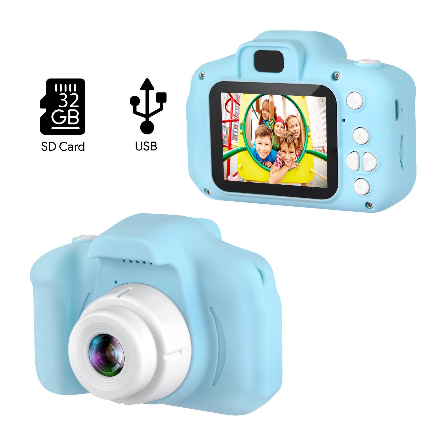 HOM - Kids Camera - 1080p Digital Camera for Kids with Soft Silicone Body & Hand Strap - 32GB SD Card Included - Black