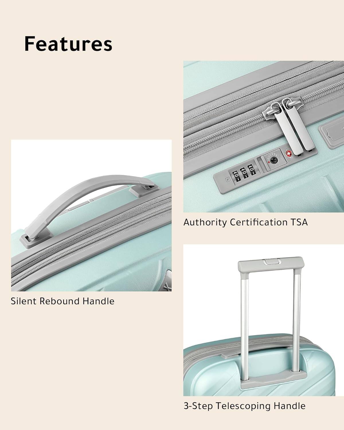 Features

- Silent Rebound Handle
- Authority Certification TSA
- 3-Step Telescoping Handle