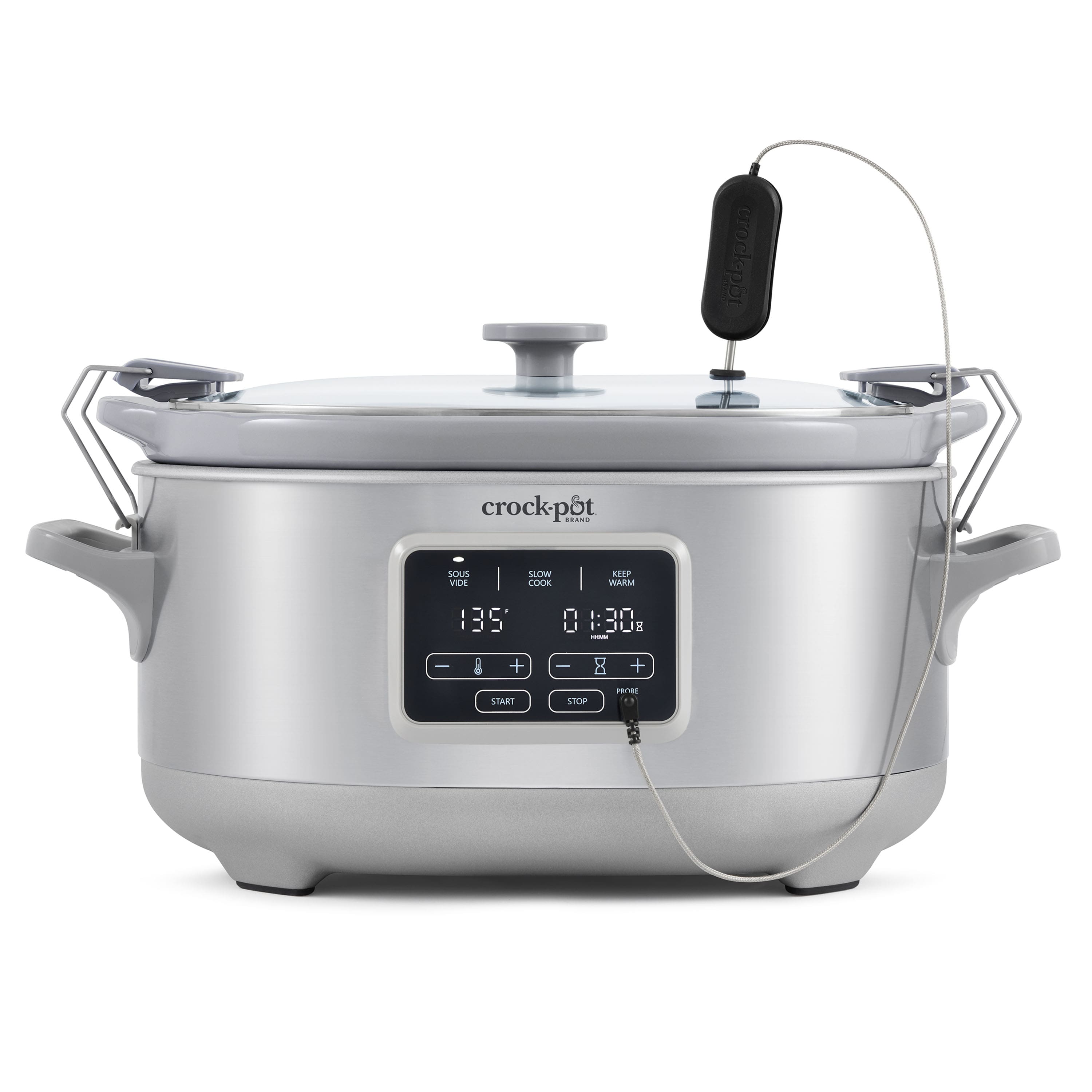 Crock-Pot - Programmable 7-Quart Cook & Carry Slow Cooker with Sous Vide - Stainless Steel