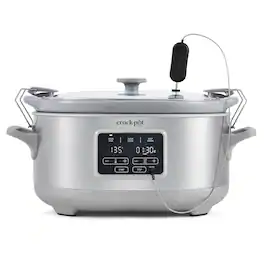 Crockpot - Programmable 7-Quart Cook & Carry Slow Cooker with Sous Vide - Stainless Steel
