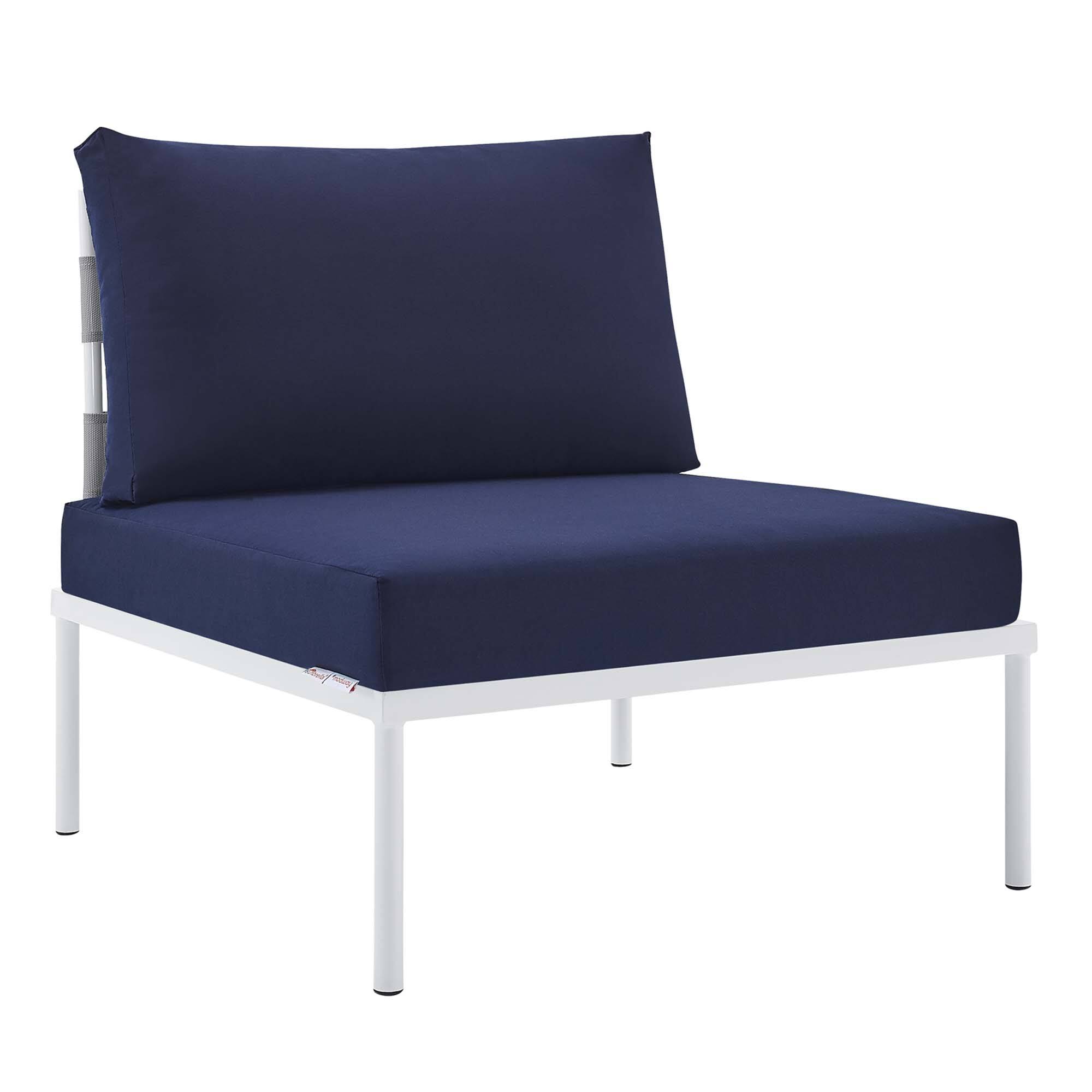 Angle. Modway - Harmony Sunbrella® Outdoor Patio Aluminum Armless Chair by Modway - Gray Navy.