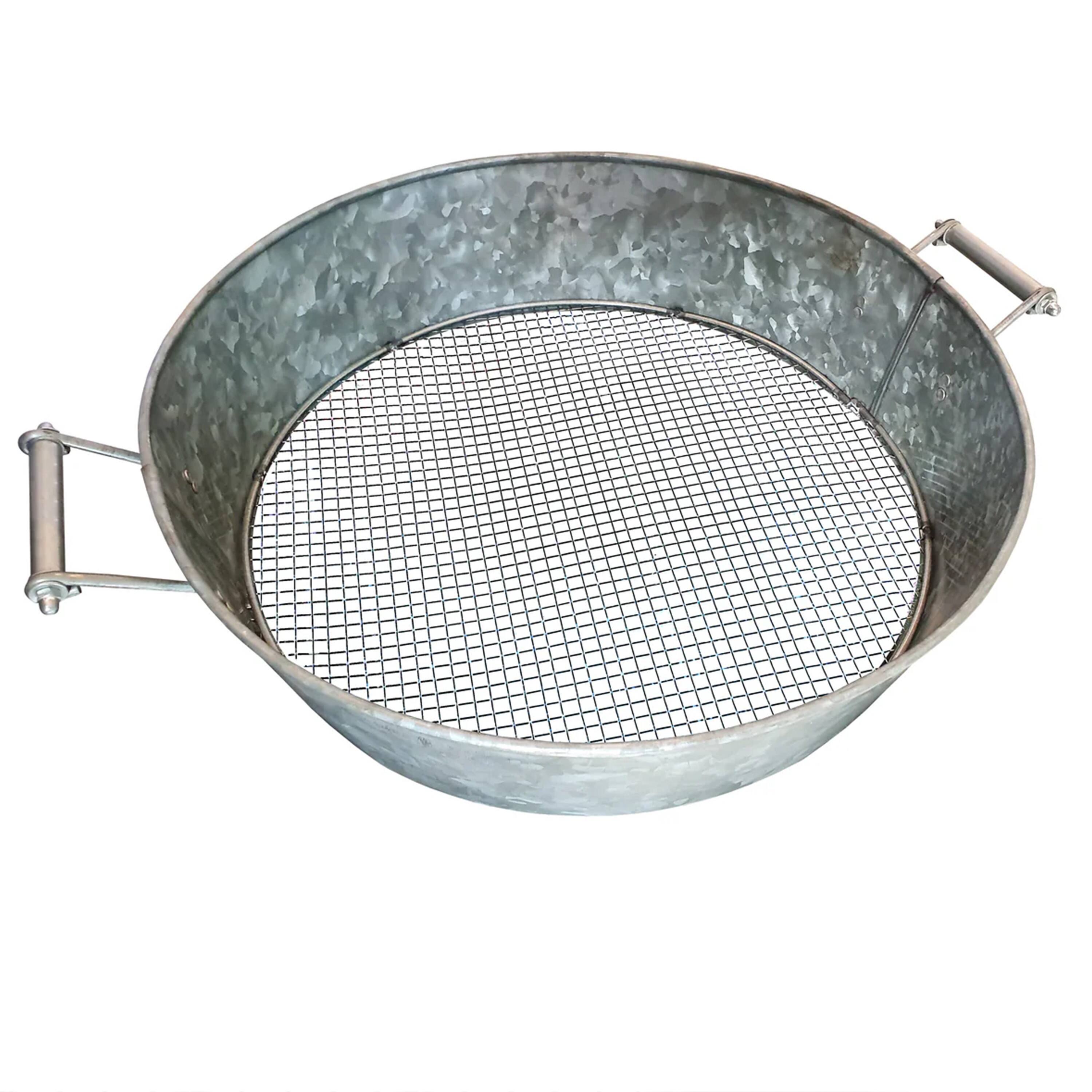 Front. Manhattan Lane - Round Galvanized Steel Compost Sifter with Wire Mesh Design Base - Silver.