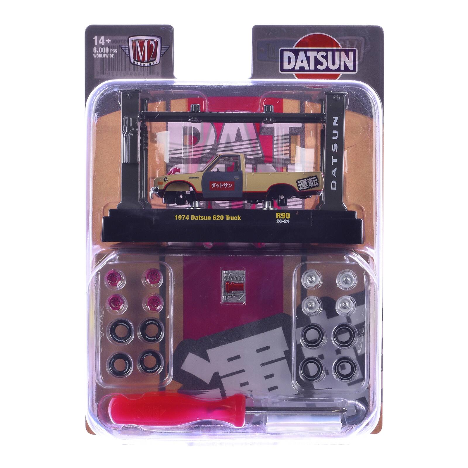 14+  
6,000 PCS  
WORLDWIDE  
M2  
DATSUN  
1974 Datsun 620 Truck  
R90  
26-24