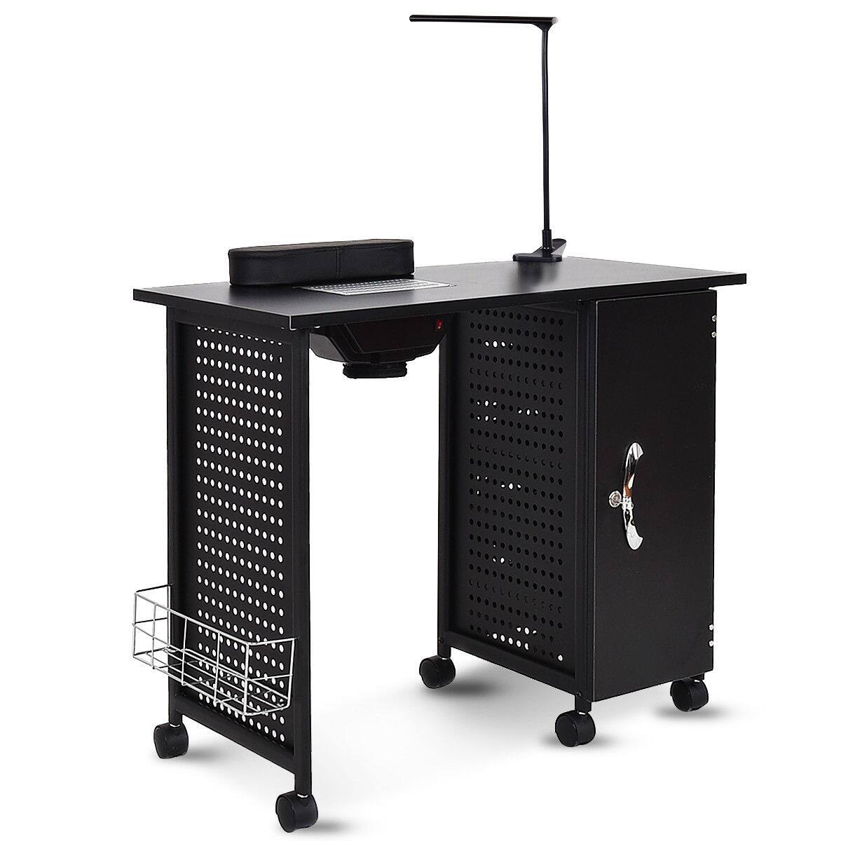 Alt View 4. Gymax - Gymax Manicure Nail Table Station Black Steel Frame Beauty Spa Salon Equipment Drawer - Black.