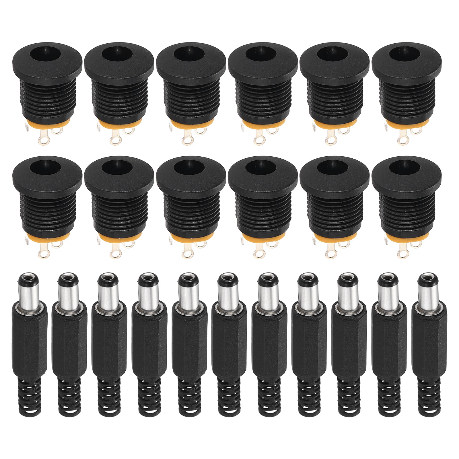 Unique Bargains - 20pcs DC5525 Female Panel Jack + 20pcs DC5525 Male Plug for Guitar/Car Audio/Power Supply - Black