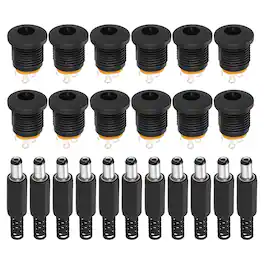 Unique Bargains - 20pcs DC5525 Female Panel Jack + 20pcs DC5525 Male Plug for Guitar/Car Audio/Power Supply - Black
