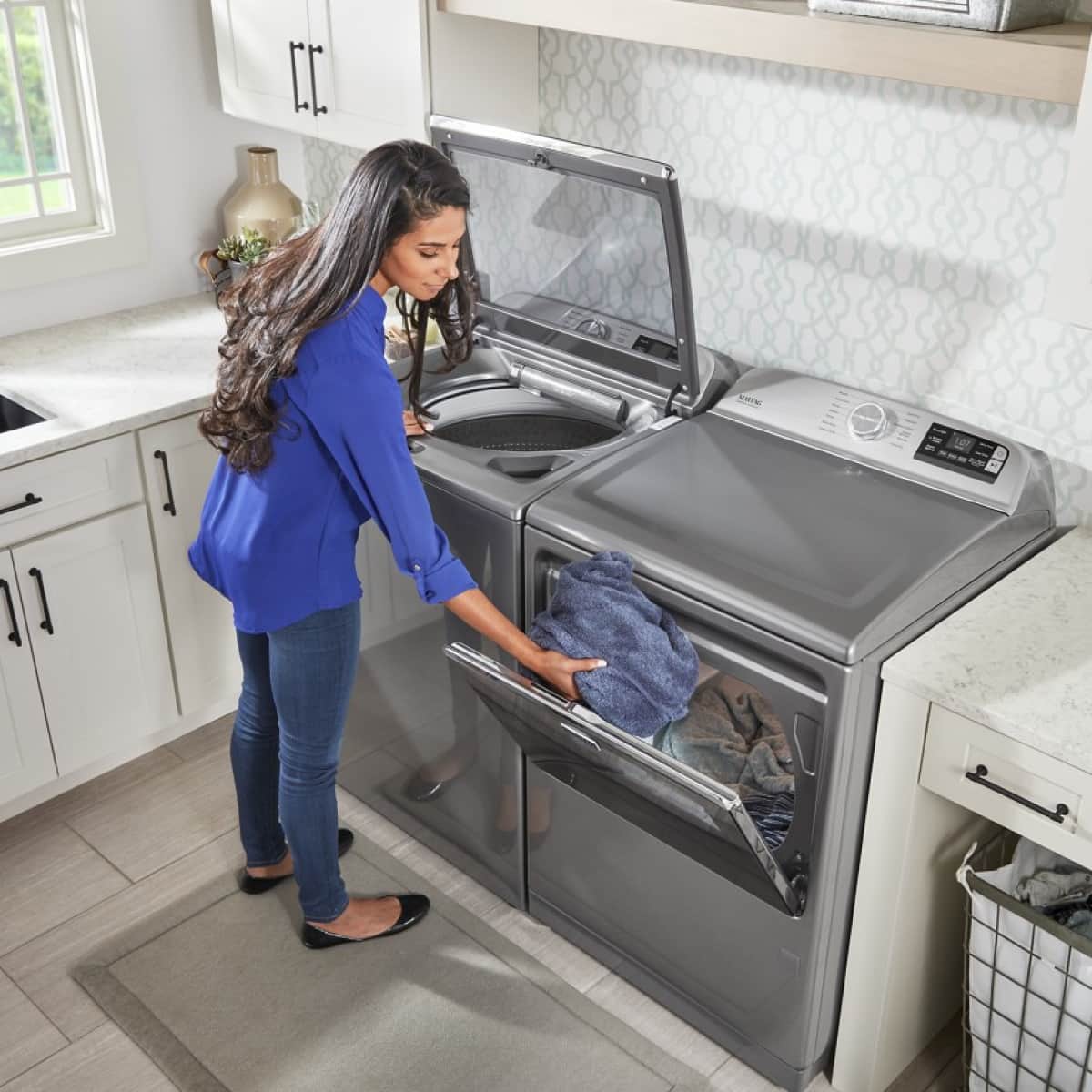 Alt View 7. Maytag - Maytag - 7.4 Cu. Ft. Smart Electric Dryer with Steam and Extra Power Button - Metallic Slate - Metallic Slate.