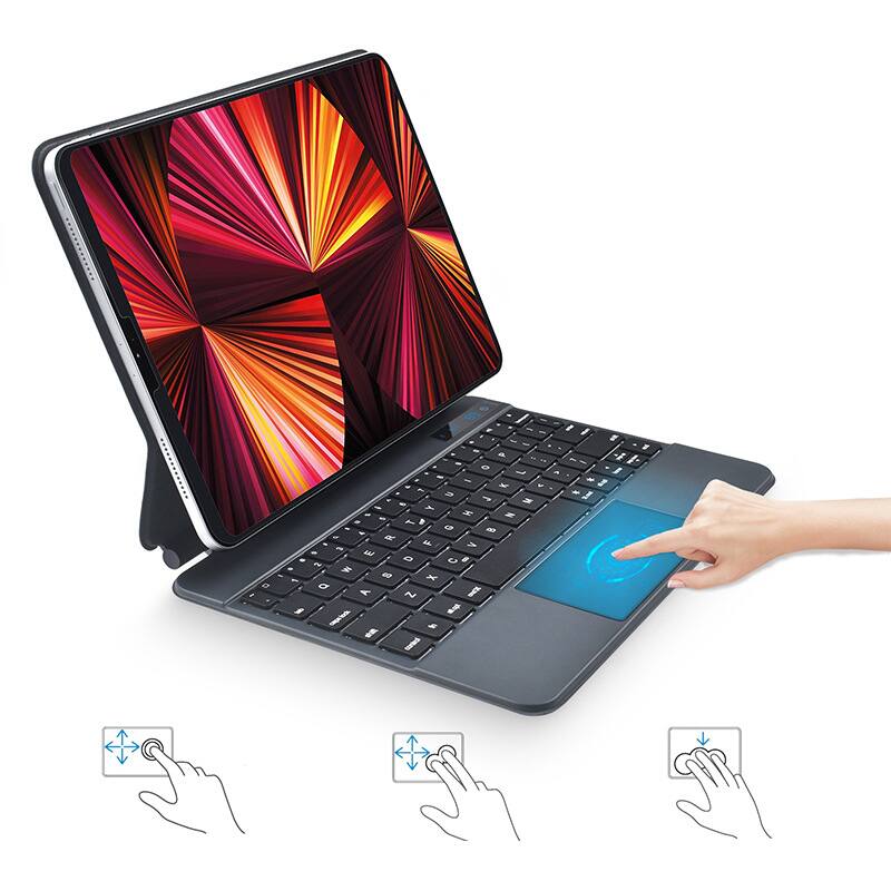 Alt View 3. Cluzine - Magic Floating Keyboard Strong Magnetic Bluetooth Keyboard Case for iPad Pro 11 Inch Portable Protective Cover - Gray.