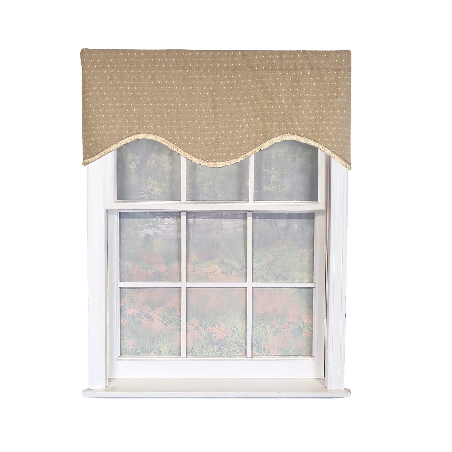 RLF Home - Dapple Cornice 100% Cotton Rod Pocket Lined Window Valance 50" x 17" - Taupe