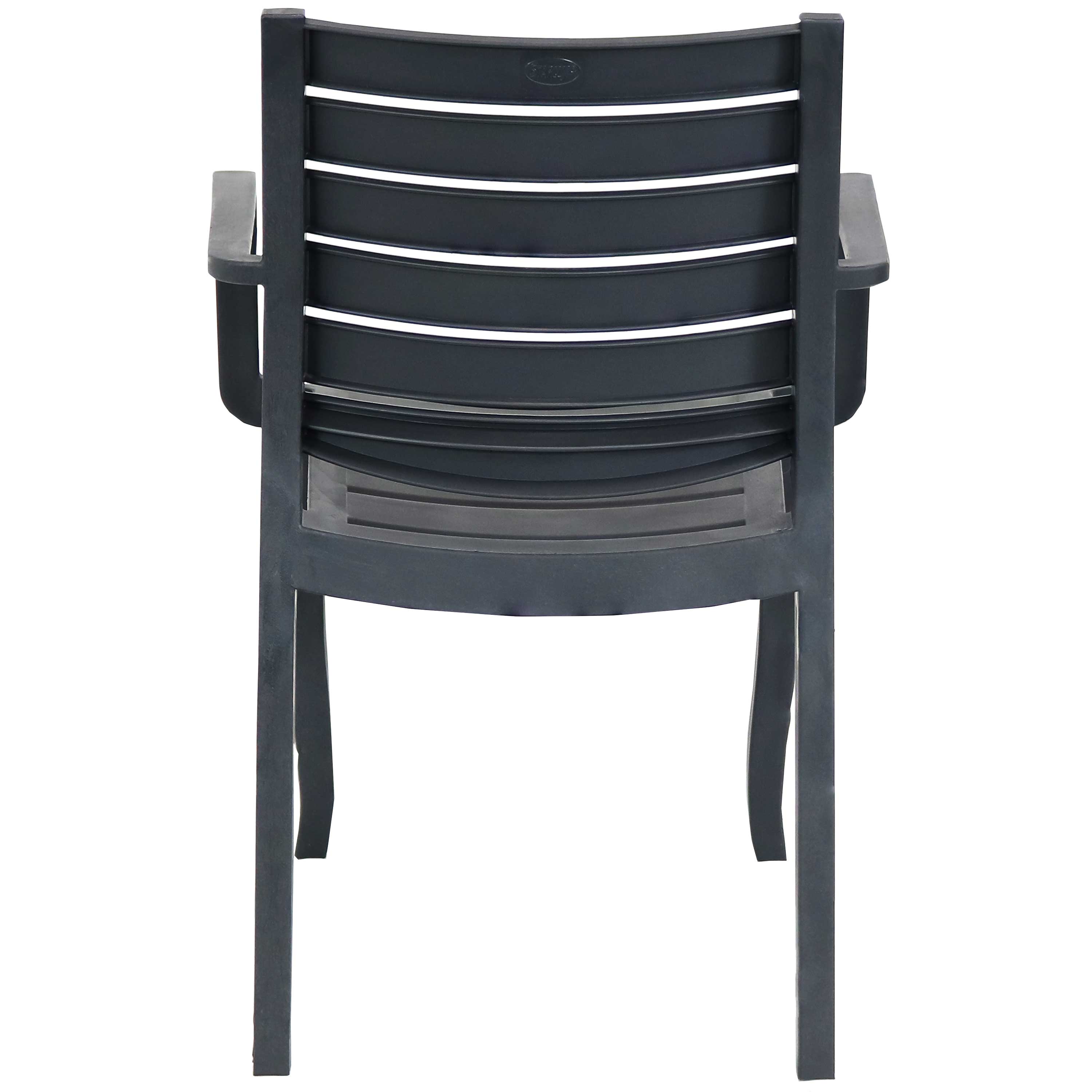 Alt View 7. Sunnydaze - Illias Plastic Stackable Patio Armchair - Set of 2 - Gray.
