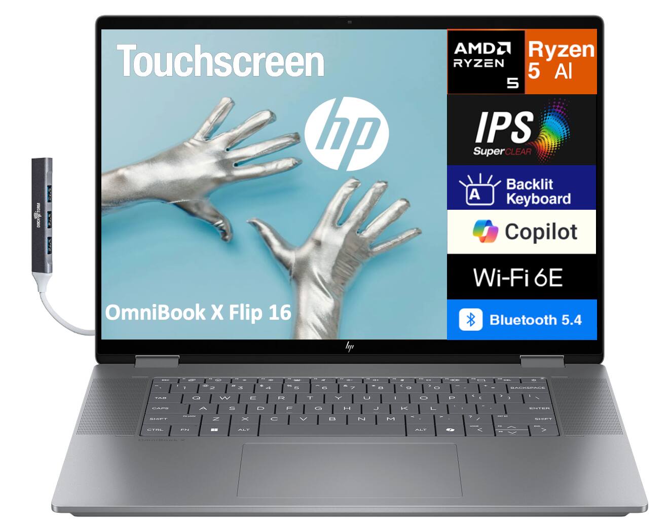 HP OmniBook X Flip 2 in 1 Laptop 16.0 WUXGA Display (AMD Ryzen AI