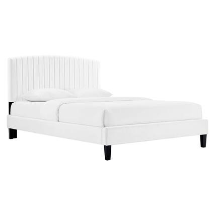 Front. Modway - Alessi Performance Velvet Queen Platform Bed - White.