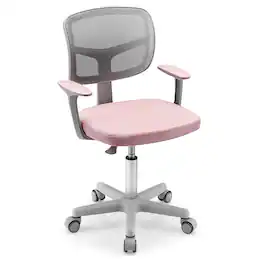 Gymax - Kids Desk Chair Adjustable Height Children Study Chair w/ Auto Universal Casters - Pink