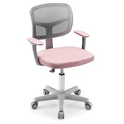 Front. Gymax - Gymax Kids Desk Chair Adjustable Height Children Study Chair w/ Auto Universal Casters Pink - Pink.