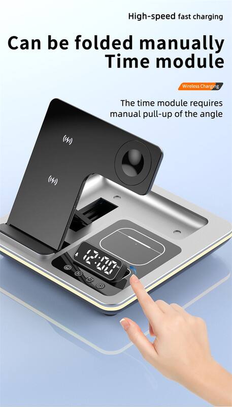 High-speed fast charging  
Can be folded manually  
Time module  

Wireless Charging  

The time module requires manual pull-up of the angle