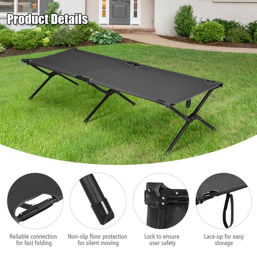 Costway Folding Camping Cot Bed Heavy Duty For Adults Kids W costway-folding-camping-cot-bed-heavy-duty-for-adults-kids-w