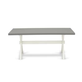 East West Furniture - Dining Table Wire brushed Linen White & Cement - Brown