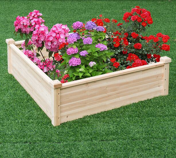Alt View 3. Gymax - Gymax Wooden Garden Bed Vegetable Flower Raised Square Planter Kit Outdoor Garden - Natural.