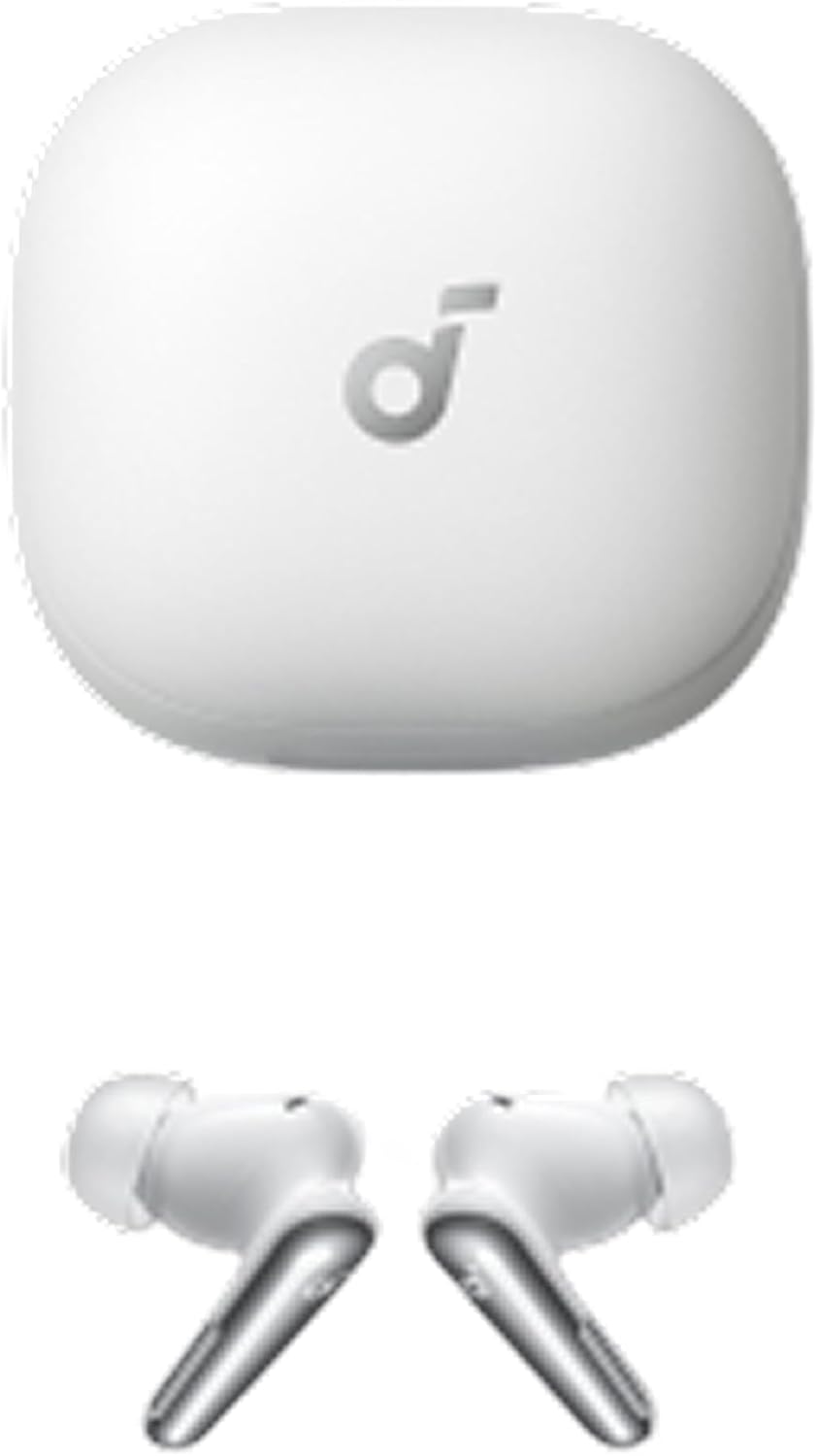 Left. Soundcore - Soundcore - by Anker Liberty 4 Pro True Wireless Noise Cancelling Headphones - White - White.