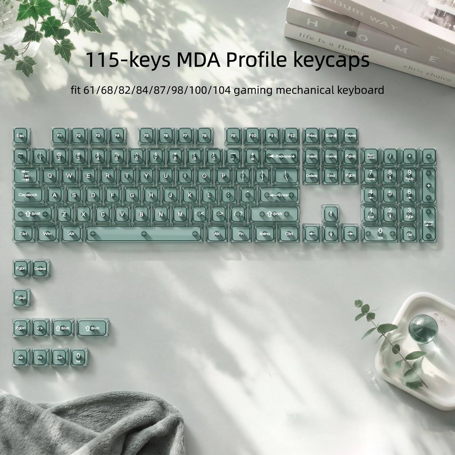 115-keys MDA Profile keycaps  
fit 61/68/82/84/87/98/100/104 gaming mechanical keyboard