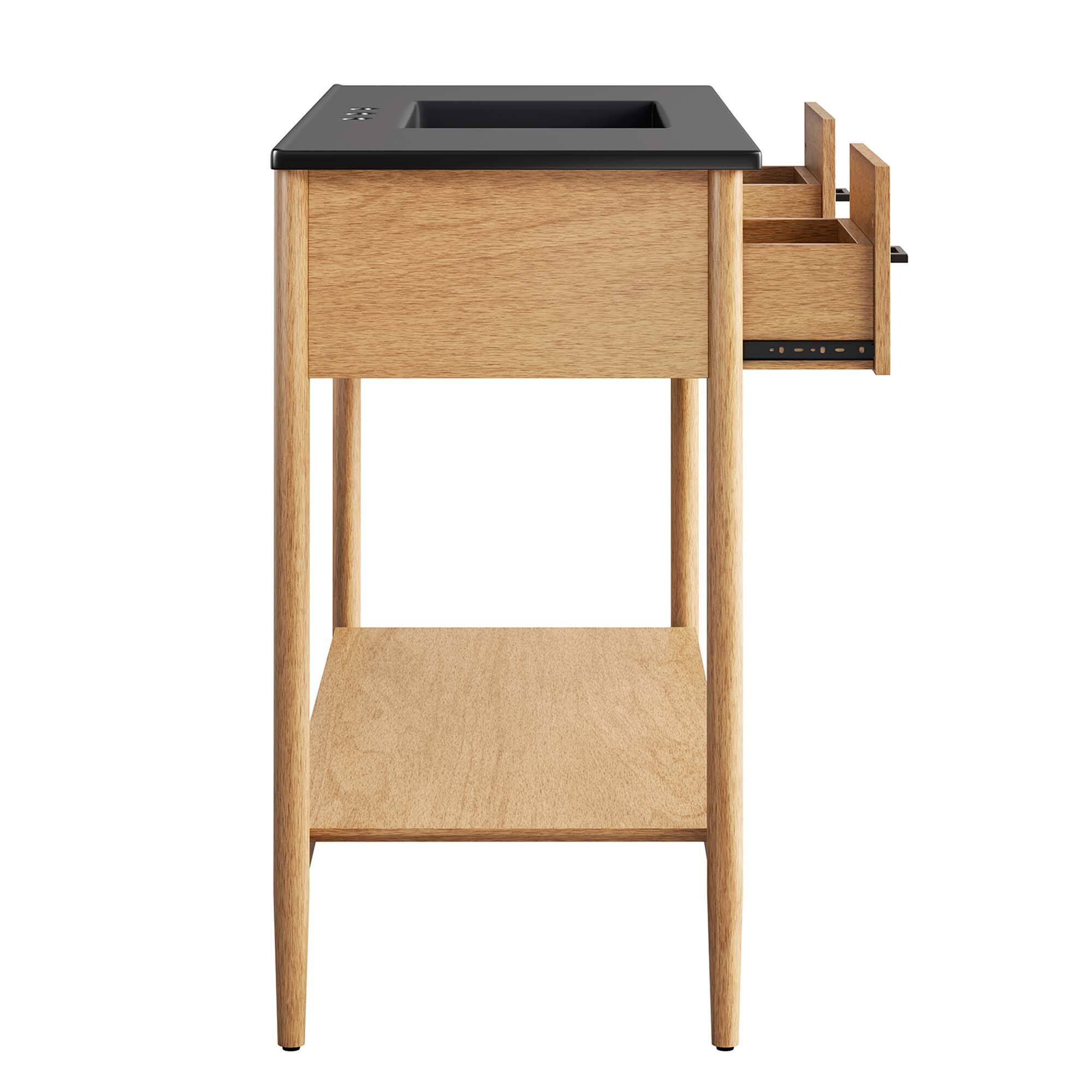 Alt View 3. Modway - Zaire Bathroom Vanity Basin Included by Modway - Natural Black.