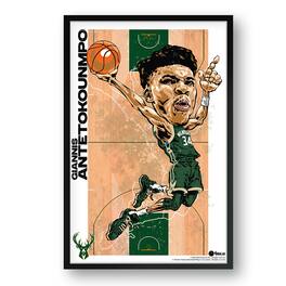 Sporticulture - Giannis Antetokounmpo Milwaukee Bucks Framed 14" x 20" Player Caricature Art - Multicolor