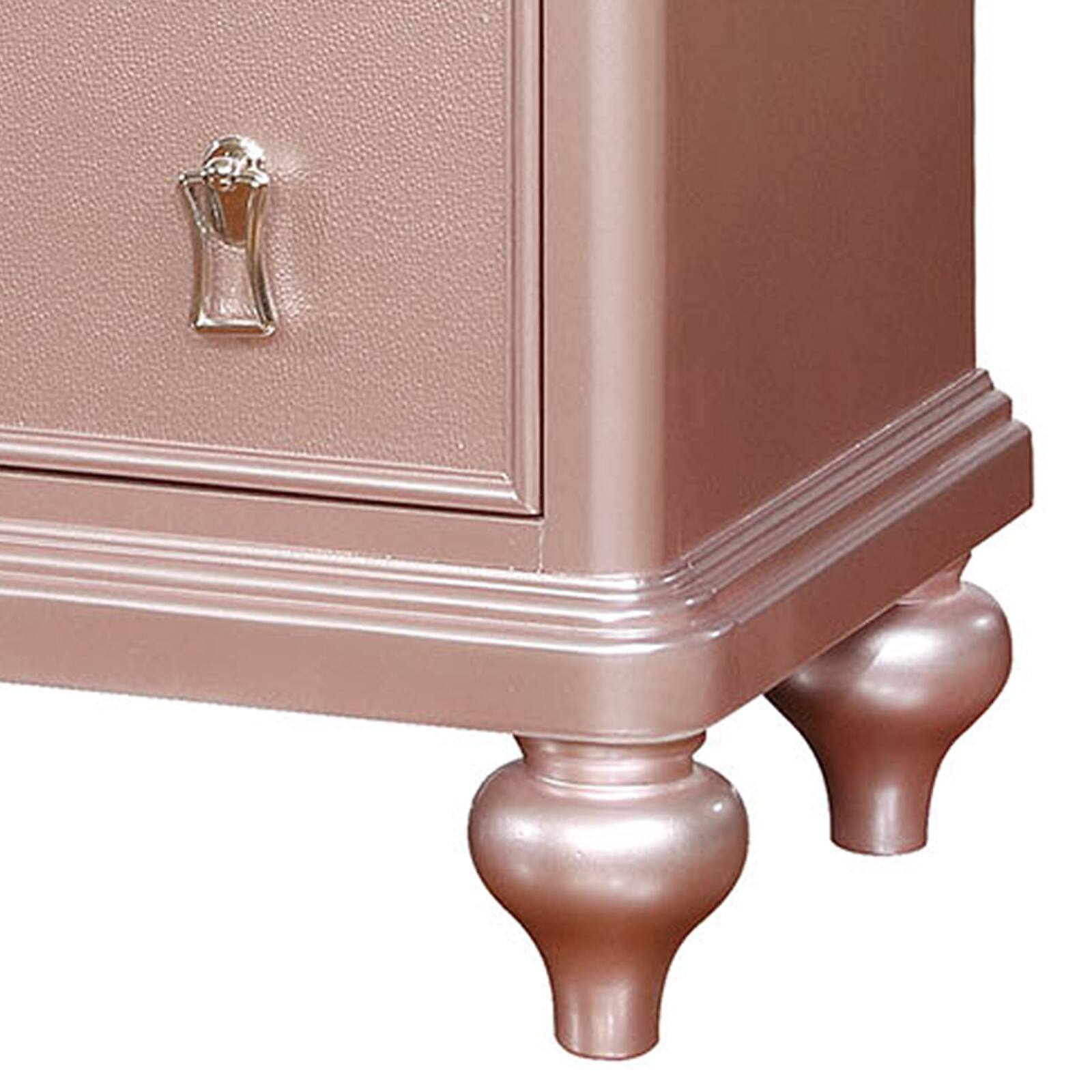 Alt View 3. Manhattan Lane - Contemporary Solid Wood Night Stand With Mirror Trim - Pink.