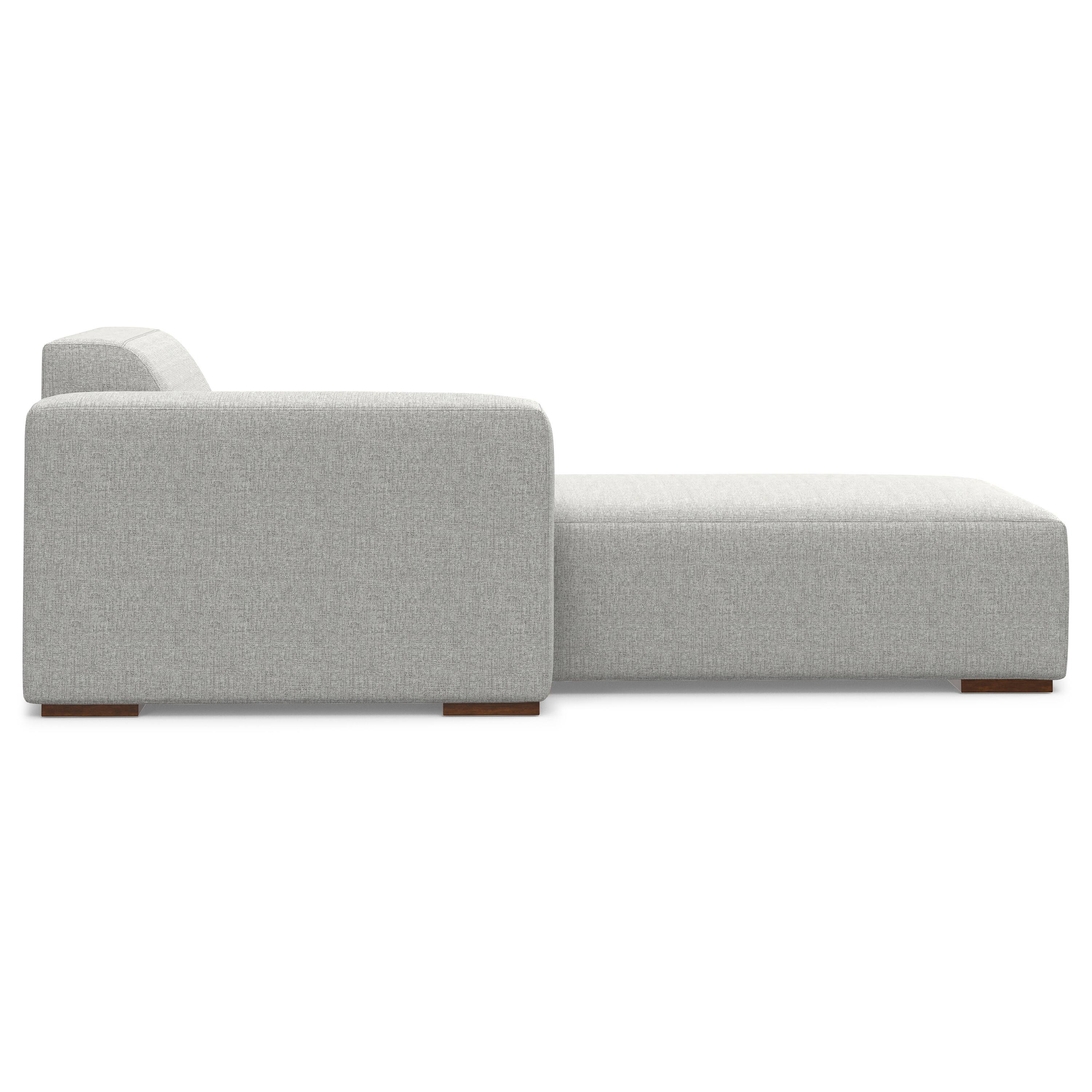 Alt View 2. Simpli Home - Rex Left Chaise Sofa Module in Tightly Woven Performance Fabric - Pale Grey.