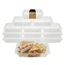 Eco Harmony Products - Hinged Container (PP), Translucent, 9" x 6.25", 200-Pack - Clear