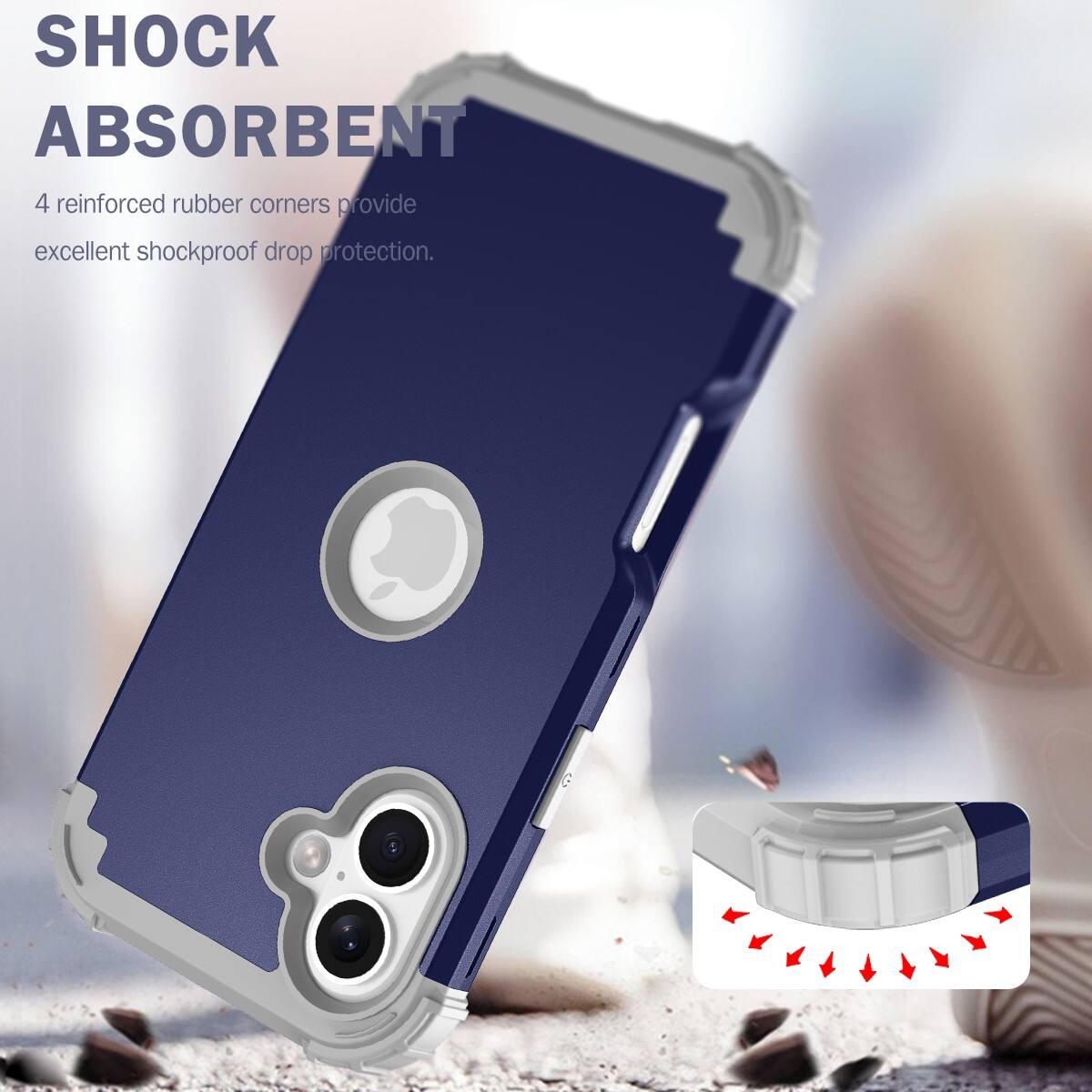 SHOCK ABSORBENT  
4 reinforced rubber corners provide excellent shockproof drop protection.