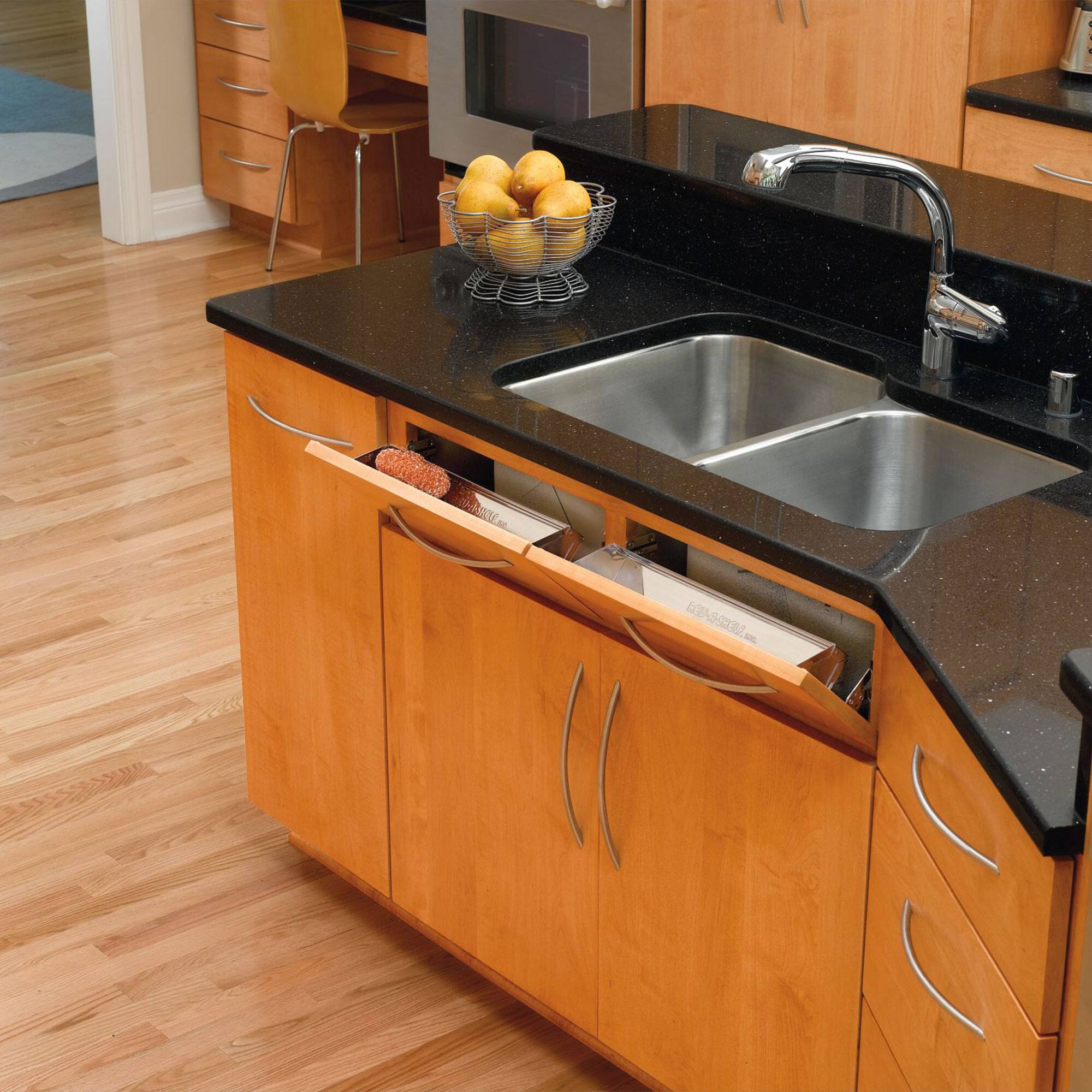 Alt View 4. Rev-A-Shelf - Rev-A-Shelf 11.25" Tip Out Tray Soft-close for Sink Base Cabinet, 6581-11SS-SC-1 - Silver.