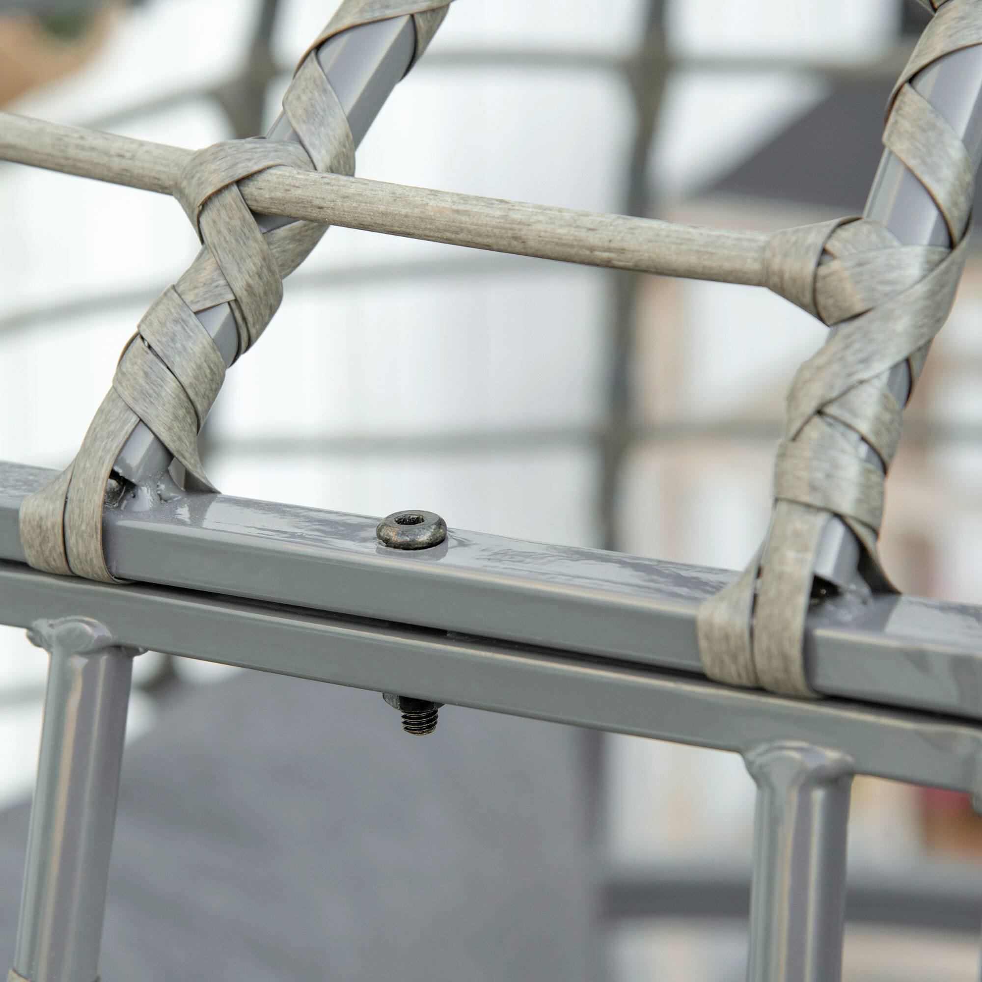 Alt View 8. Outsunny - Wicker Egg Chair, 360 Rotating Indoor Outdoor Boho Basket Seat with Cushion and Pillows for Backyard, Porch, Patio - Gray.