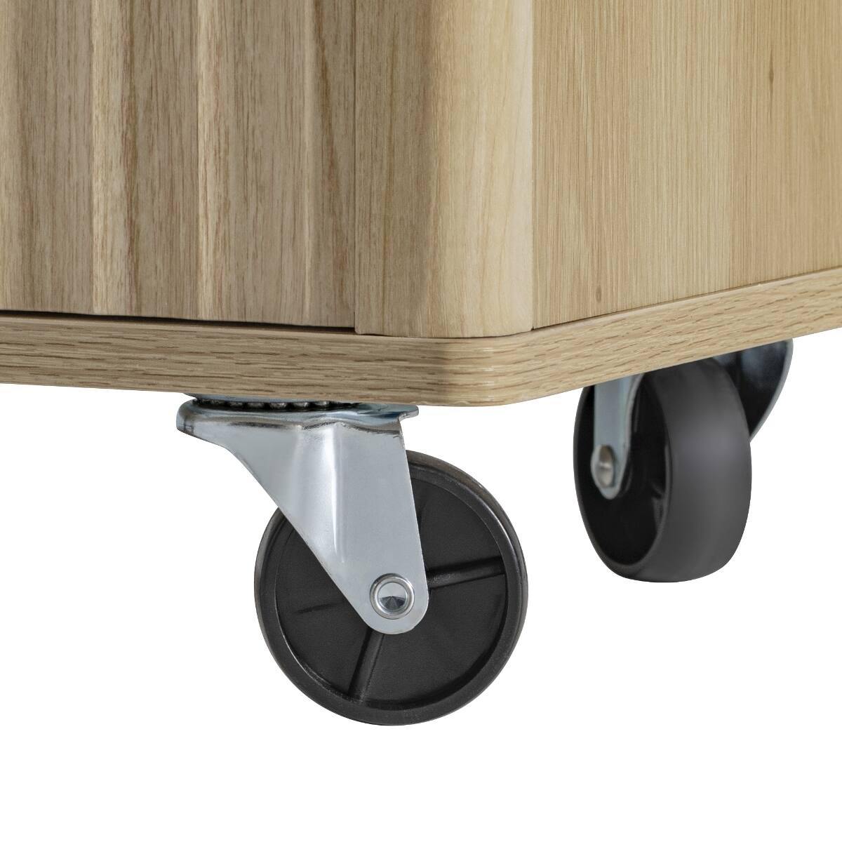Alt View 9. Loheer - 55.5 inch fluted kitchen island with 2 drop leaf, faux marble top kitchen island, rolling kitchen cart with power outlet - Natural.
