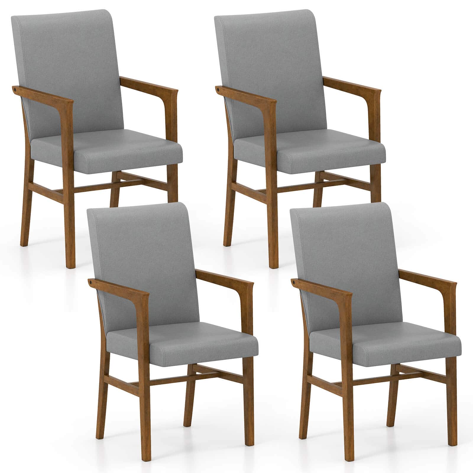 Costway - Mid-Century Modern Dining Chairs Set of 4 Upholstered Accent Chairs Armchairs - Gray price history on PriceWatchPro