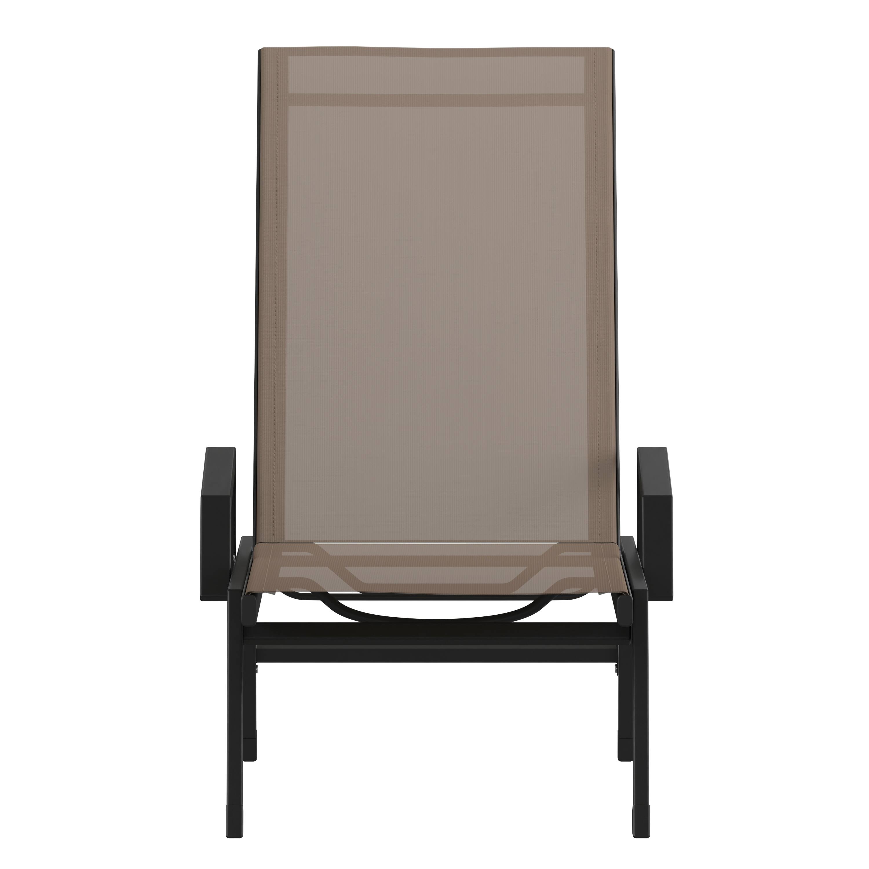 Alt View 9. Emma + Oliver - Braelin Textilene Adjustable 5 Position Patio Chaise Lounge with Armrests and Metal Frame - Brown.