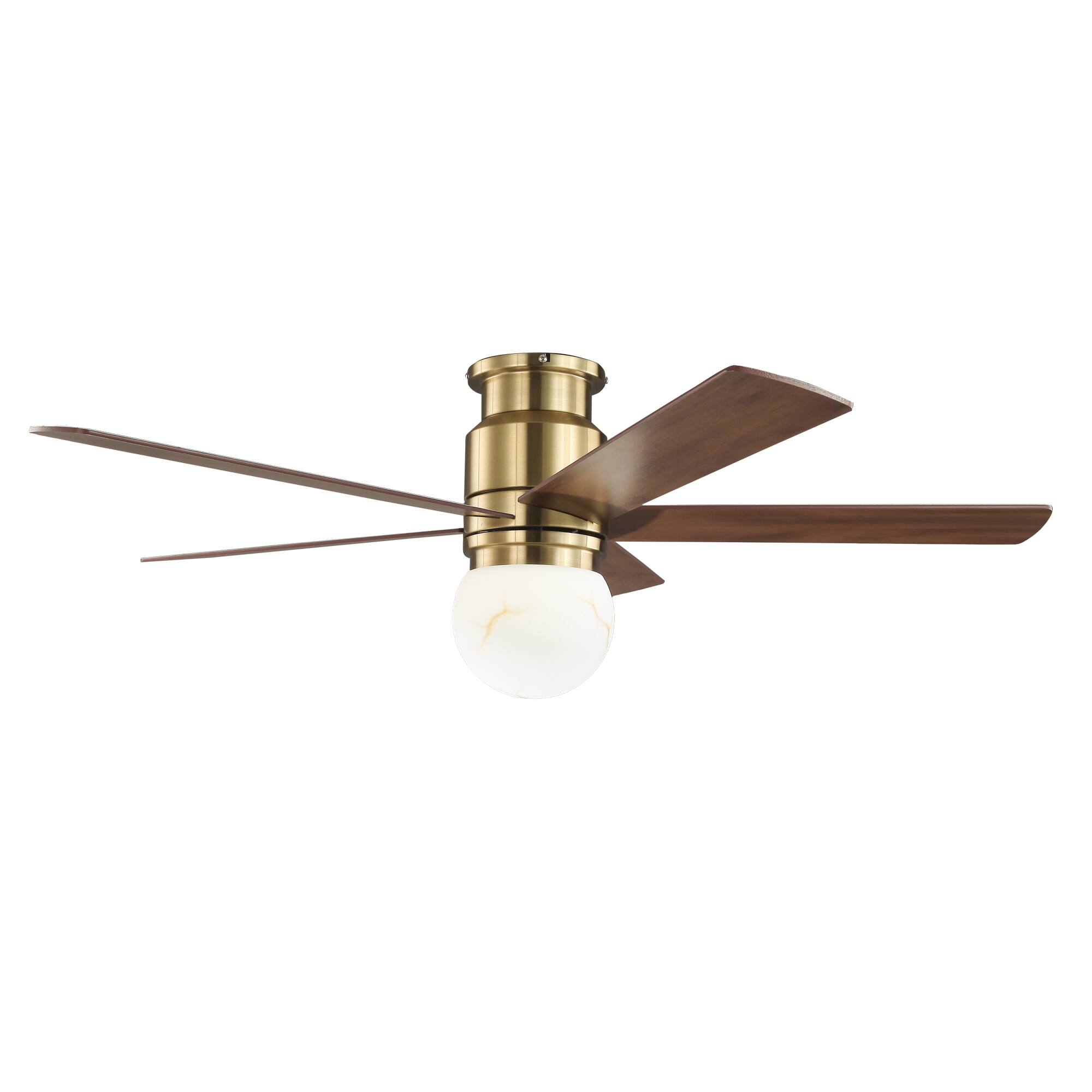 Alt View 2. Parrot Uncle - 52"  Low Profile Ceiling Fan with 3CCT Dimmable LED Light and Remote - Gold.
