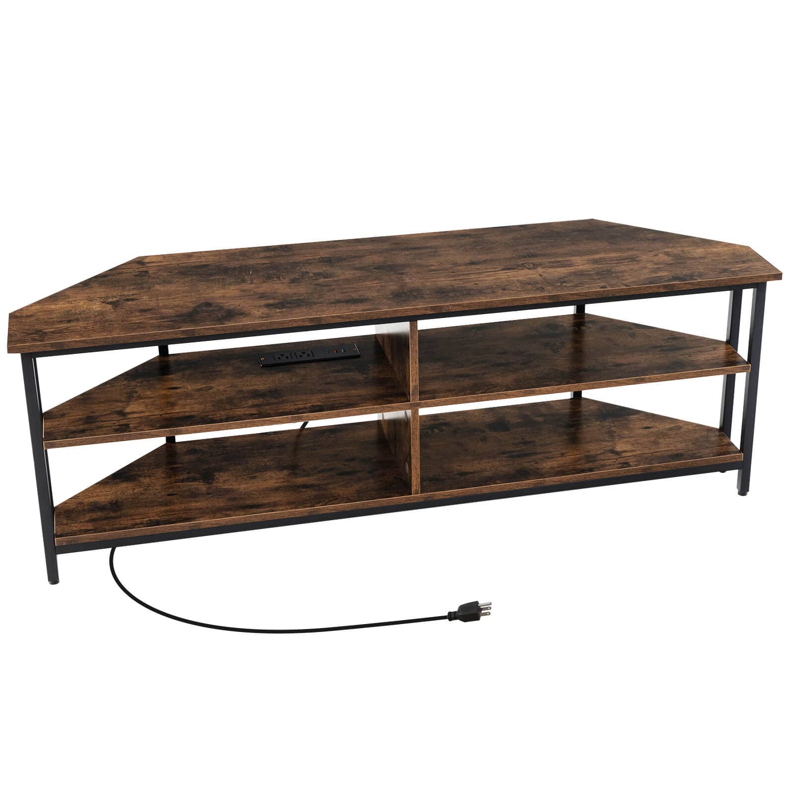 Alt View 19. Costway - Corner TV Stand for TVs up to 65" TV Console Table with AC Outlets&USB A Ports - Rustic Brown.