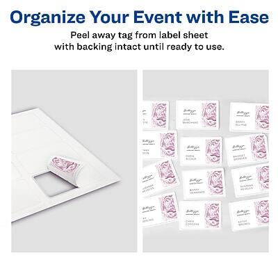 Organize Your Event with Ease

Peel away tag from label sheet with backing intact until ready to use.