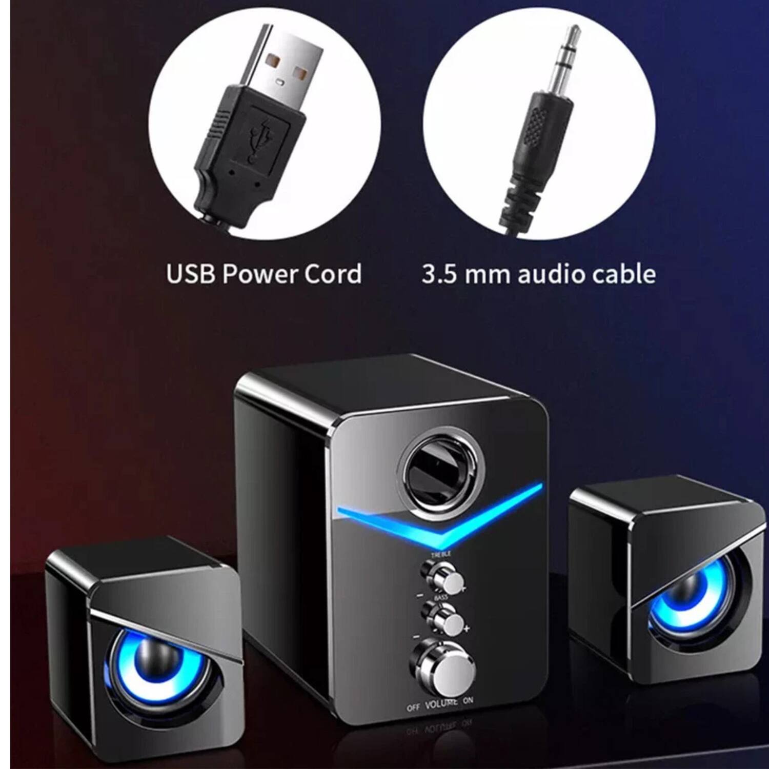 USB Power Cord  
3.5 mm audio cable  

OFF VOLUME ON