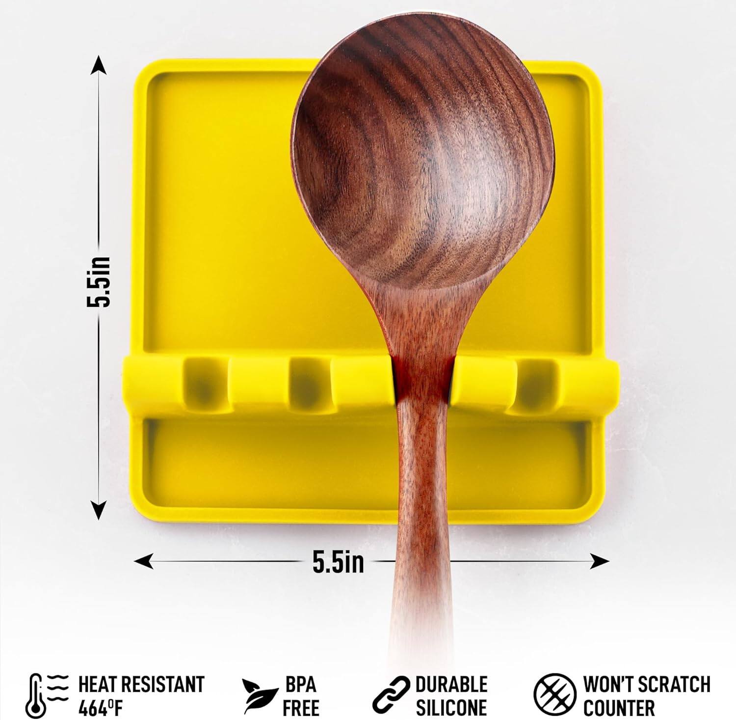 5.5in x 5.5in HEAT RESISTANT 464°F BPA FREE DURABLE SILICONE WON'T SCRATCH COUNTER