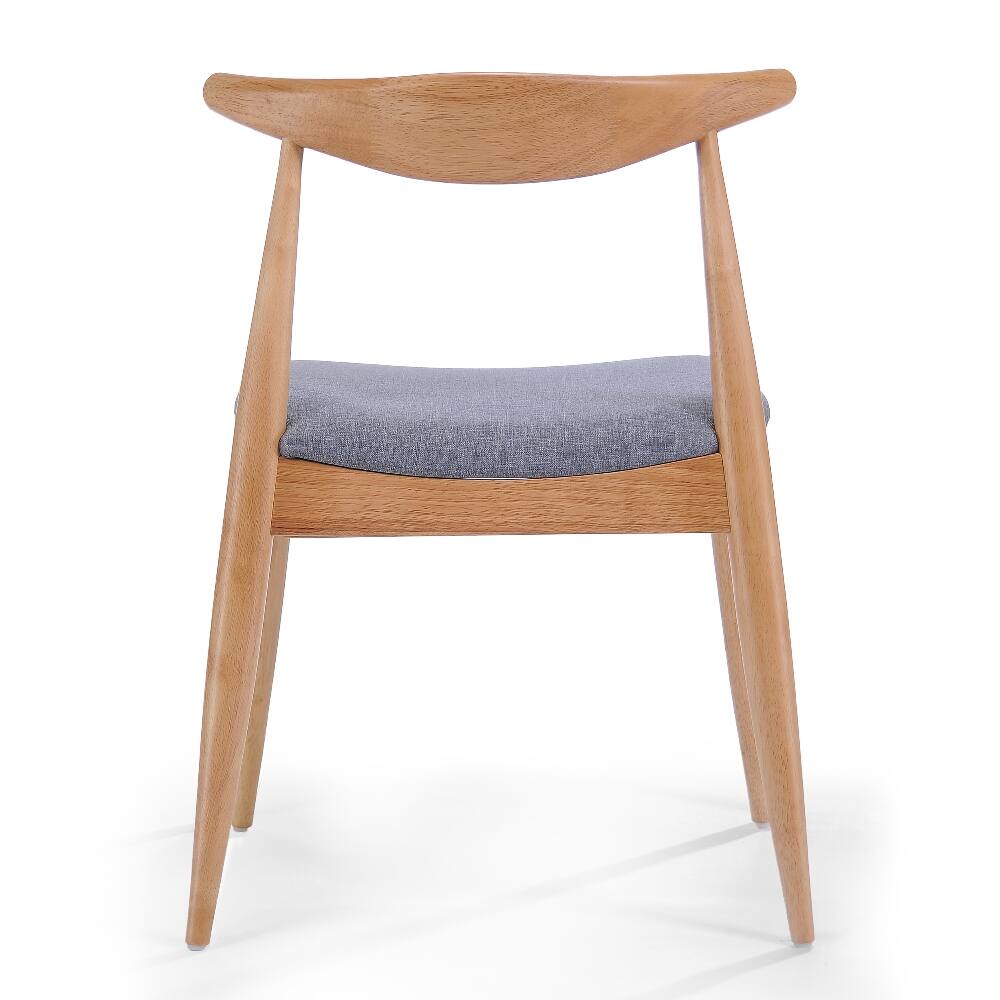 Alt View 6. Loheer - Loheer Set of 2 Rubberwood Dining Chairs Ergonomic Backrest Cushioned Solid Wood Frame Natural Gray - Natural+Gray.