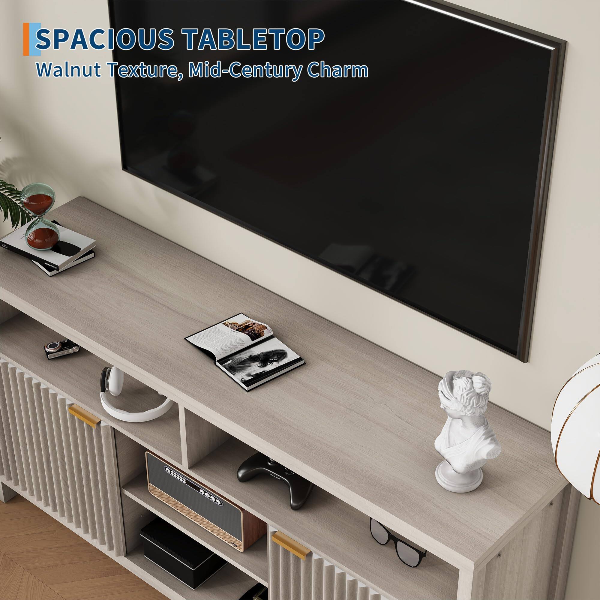 SPACIOUS TABLETOP  
Walnut Texture, Mid-Century Charm