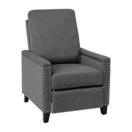 Emma + Oliver - Eltz Fabric Upholstered Push Back Recliner with Nailhead Trim and Pop Out Footrest for Living Room, Den & Bedroom - Gray