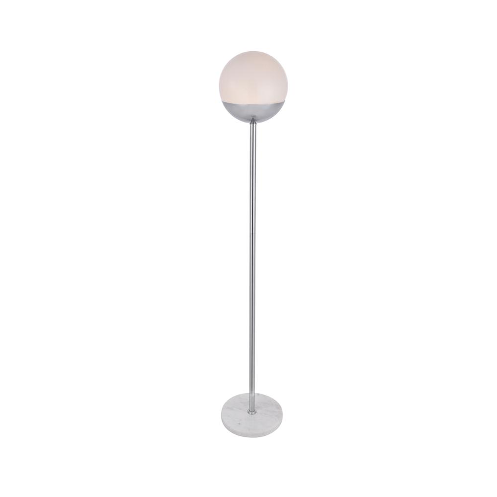 Alt View 2. Living District - Eclipse 1 Light Chrome Floor Lamp With Frosted White Glass - Chrome And Frosted White.