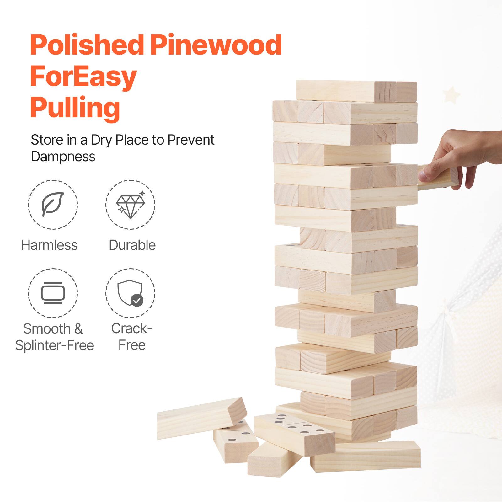 Polished Pinewood  
For Easy Pulling  

Store in a Dry Place to Prevent Dampness  

- Harmless  
- Durable  
- Smooth & Splinter-Free  
- Crack-Free