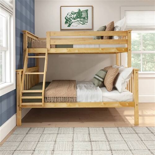 Angle. SlickBlue - Solid Wood Bunk Bed for Kids and Teens with Sturdy Frame - Natural.